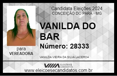 Candidato VANILDA DO BAR 2024 - CONCEIÇÃO DO PARÁ - Eleições