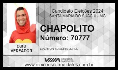 Candidato CHAPOLITO 2024 - SANTA MARIA DO SUAÇUÍ - Eleições