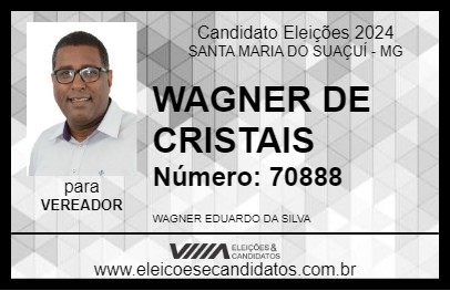 Candidato WAGNER DE CRISTAIS 2024 - SANTA MARIA DO SUAÇUÍ - Eleições