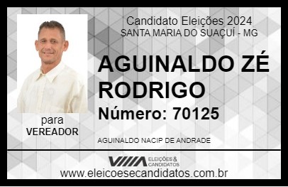 Candidato AGUINALDO ZÉ RODRIGO 2024 - SANTA MARIA DO SUAÇUÍ - Eleições