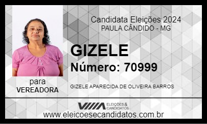 Candidato GIZELE 2024 - PAULA CÂNDIDO - Eleições