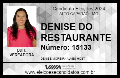 Candidato DENISE DO RESTAURANTE  2024 - ALTO CAPARAÓ - Eleições