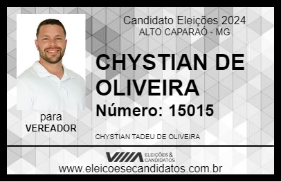 Candidato CHYSTIAN DE OLIVEIRA 2024 - ALTO CAPARAÓ - Eleições