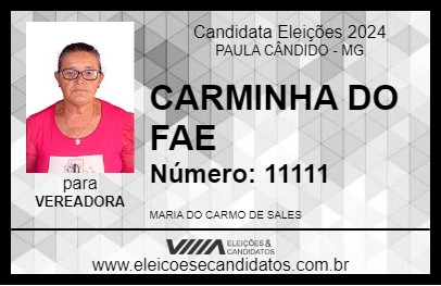 Candidato CARMINHA DO FAE 2024 - PAULA CÂNDIDO - Eleições