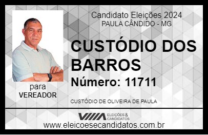 Candidato CUSTÓDIO DOS BARROS 2024 - PAULA CÂNDIDO - Eleições