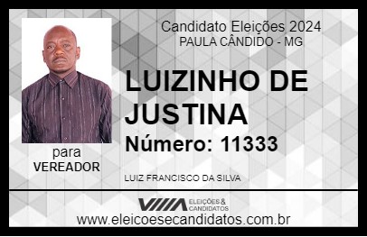 Candidato LUIZINHO DE JUSTINA 2024 - PAULA CÂNDIDO - Eleições