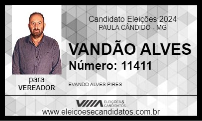 Candidato VANDÃO ALVES 2024 - PAULA CÂNDIDO - Eleições