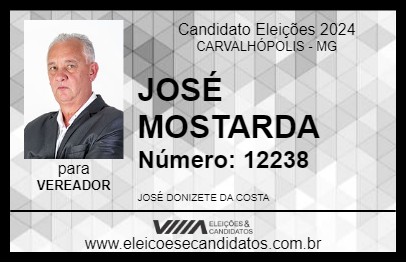 Candidato JOSÉ MOSTARDA 2024 - CARVALHÓPOLIS - Eleições