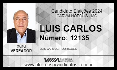 Candidato LUIS CARLOS 2024 - CARVALHÓPOLIS - Eleições