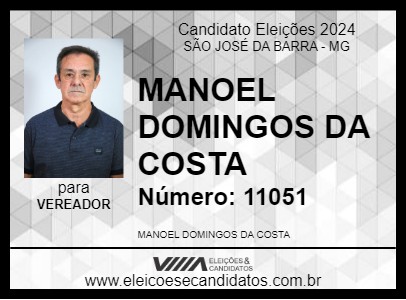 Candidato MANOEL - ICA 2024 - SÃO JOSÉ DA BARRA - Eleições