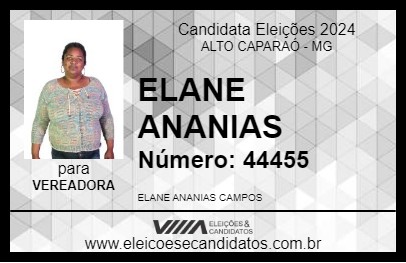 Candidato ELANE ANANIAS 2024 - ALTO CAPARAÓ - Eleições