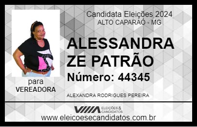 Candidato ALESSANDRA ZE PATRÃO 2024 - ALTO CAPARAÓ - Eleições