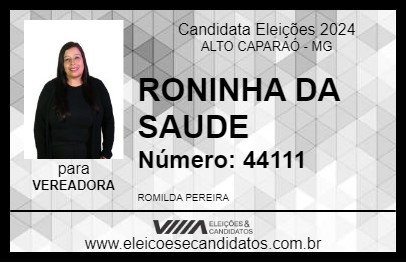 Candidato RONINHA DA SAUDE 2024 - ALTO CAPARAÓ - Eleições