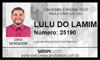 Candidato LULU DO LAMIM 2024 - PAULA CÂNDIDO - Eleições