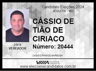 Candidato CÁSSIO DE TIÃO DE CIRIACO 2024 - JEQUITAÍ - Eleições