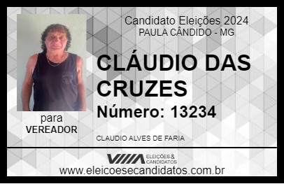 Candidato CLÁUDIO DAS CRUZES 2024 - PAULA CÂNDIDO - Eleições