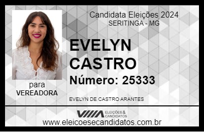 Candidato EVELYN CASTRO 2024 - SERITINGA - Eleições