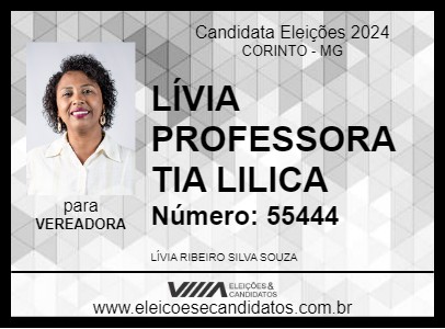 Candidato LÍVIA PROFESSORA TIA LILICA 2024 - CORINTO - Eleições