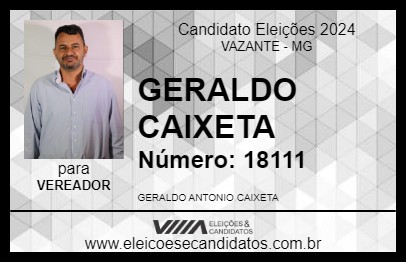 Candidato GERALDO CAIXETA 2024 - VAZANTE - Eleições