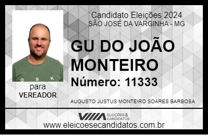 Candidato GU DO JOÃO MONTEIRO 2024 - SÃO JOSÉ DA VARGINHA - Eleições