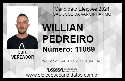 Candidato WILLIAN PEDREIRO 2024 - SÃO JOSÉ DA VARGINHA - Eleições