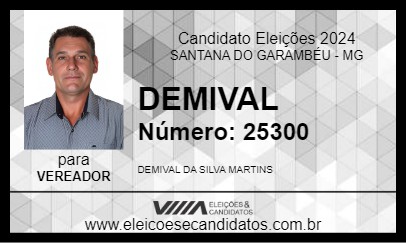 Candidato DEMIVAL 2024 - SANTANA DO GARAMBÉU - Eleições