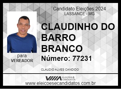 Candidato CLAUDINHO DO BARRO BRANCO 2024 - LASSANCE - Eleições