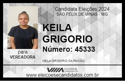 Candidato KEILA GRIGORIO 2024 - SÃO FÉLIX DE MINAS - Eleições