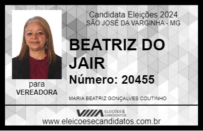 Candidato BEATRIZ DO JAIR 2024 - SÃO JOSÉ DA VARGINHA - Eleições