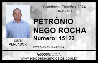 Candidato PETRÔNIO NEGO ROCHA 2024 - UNAÍ - Eleições