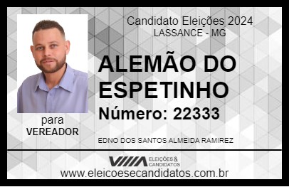 Candidato ALEMÃO DO ESPETINHO 2024 - LASSANCE - Eleições