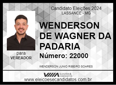 Candidato WENDERSON DE WAGNER DA PADARIA 2024 - LASSANCE - Eleições