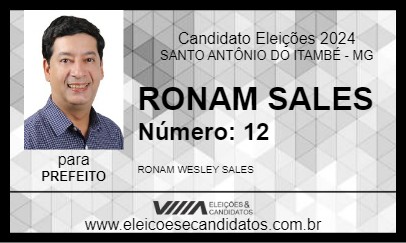 Candidato RONAM SALES 2024 - SANTO ANTÔNIO DO ITAMBÉ - Eleições