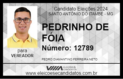 Candidato PEDRINHO DE FÓIA 2024 - SANTO ANTÔNIO DO ITAMBÉ - Eleições