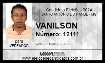 Candidato VANILSON 2024 - SANTO ANTÔNIO DO ITAMBÉ - Eleições