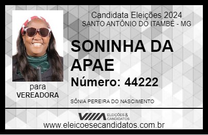 Candidato SONINHA DA APAE 2024 - SANTO ANTÔNIO DO ITAMBÉ - Eleições