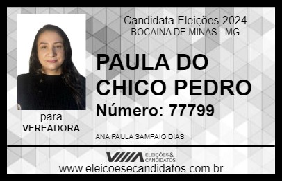 Candidato PAULA DO CHICO PEDRO 2024 - BOCAINA DE MINAS - Eleições