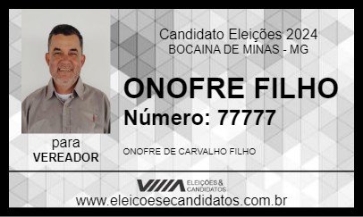 Candidato ONOFRE FILHO 2024 - BOCAINA DE MINAS - Eleições