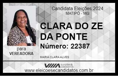 Candidato CLARA DO ZE DA PONTE 2024 - MATIPÓ - Eleições