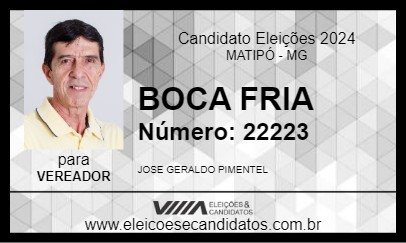 Candidato BOCA FRIA 2024 - MATIPÓ - Eleições