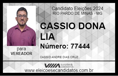 Candidato CASSIO DONA LIA 2024 - RIO PARDO DE MINAS - Eleições