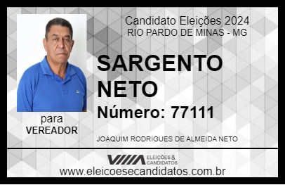 Candidato SARGENTO NETO 2024 - RIO PARDO DE MINAS - Eleições