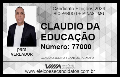 Candidato CLAUDIO DA EDUCAÇÃO 2024 - RIO PARDO DE MINAS - Eleições