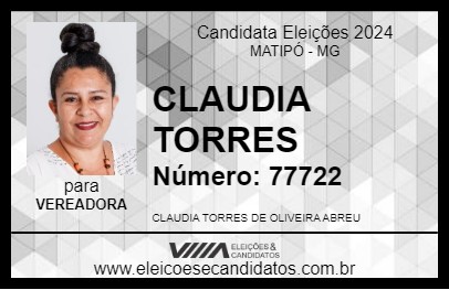 Candidato CLAUDIA TORRES 2024 - MATIPÓ - Eleições