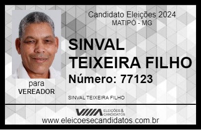 Candidato SINVAL TEIXEIRA FILHO 2024 - MATIPÓ - Eleições