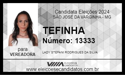 Candidato TEFINHA 2024 - SÃO JOSÉ DA VARGINHA - Eleições