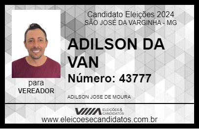 Candidato ADILSON DA VAN 2024 - SÃO JOSÉ DA VARGINHA - Eleições