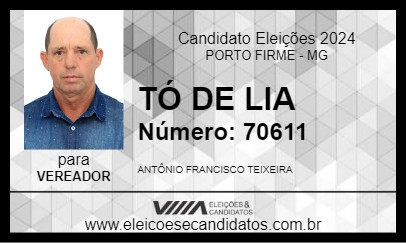 Candidato TÓ DE LIA 2024 - PORTO FIRME - Eleições