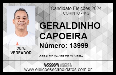 Candidato GERALDINHO CAPOEIRA 2024 - CORINTO - Eleições