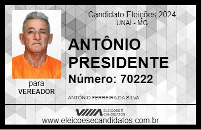 Candidato ANTÔNIO PRESIDENTE 2024 - UNAÍ - Eleições